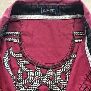 Roar | Shirts | Roar Long Sleeve Button Down Shirt Distressed Red Black ...